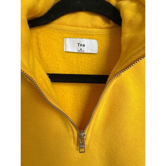 Aritzia TNA 1/4-Zip Pullover French Terry Yellow Sweatshirt, Size M - Picture 2 of 4